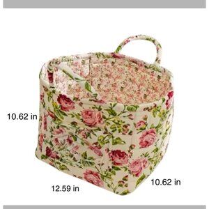 Quilted Fabric Storage Laundry Basket Organizing Box Washable Pink Roses